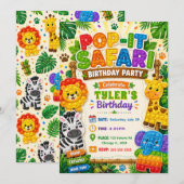 Pop It Safari Geburtstagsfeier Einladung (Vorne/Hinten)