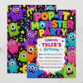 Pop It Süßes Monster Geburtstagsfeier Einladung (Vorne/Hinten)