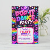 Pop It Tanz-Geburtstagsfeier Einladung (Stehend Vorderseite)