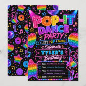 Pop It Tanz-Geburtstagsfeier Einladung (Vorne/Hinten)