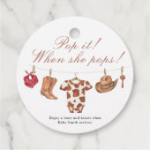 Pop it when she pops! - Cowboy Baby shower Geschenkanhänger (Rückseite)