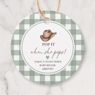 Pop it when she Pops Green Gingham Cowboy  Geschenkanhänger