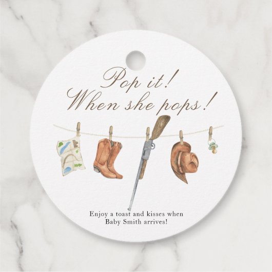 Pop it when she pops! - Hunter Baby shower Geschenkanhänger (Rückseite)
