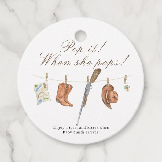 Pop it when she pops! - Hunter Baby shower Geschenkanhänger (Vorderseite)