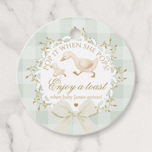 Pop it when she Pops Silly Goose Sage Baby shower Geschenkanhänger (Vorderseite)