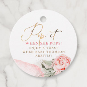 Pop It When Shen Pops - Pink Floral Baby Dusche Geschenkanhänger