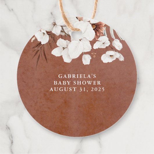 Pop It When Shen Pops Terracotta Boho Kinderdusche Geschenkanhänger (Rückseite)