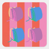 Pop Japanese School Bag Quadratischer Aufkleber (Vorderseite)
