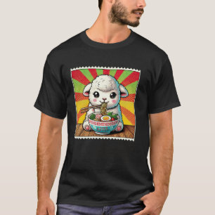 Pop japanische Kunst Briefmarke süßes Lamm Schaf W T-Shirt