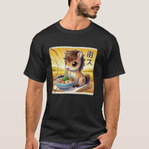 Pop japanische Kunst Briefmarke süßes Pferd Fohlen T-Shirt