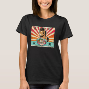 Pop japanische Kunst-Postage-Stempel süßes Pferd-F T-Shirt
