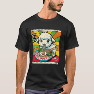 Pop japanische Kunst Poststempel Süßes Lamm Schaf T-Shirt