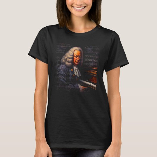 Pop Johann Sebastian Bach Music Piano Pianist T-Shirt (Vorderseite)