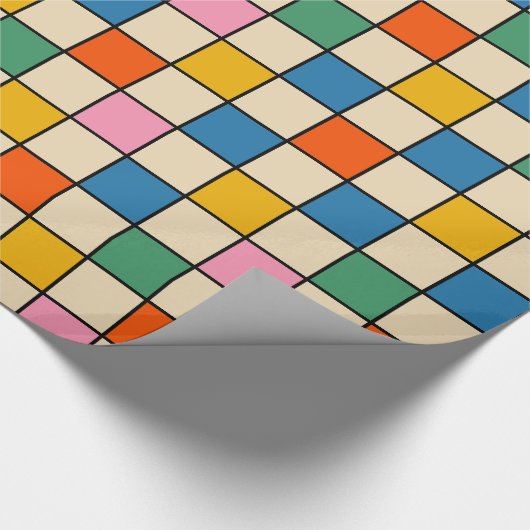 Pop Karo farbenfrohe Retro Modernes Prüfmuster Geschenkpapier (Ecke)
