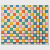 Pop Karo farbenfrohe Retro Modernes Prüfmuster Geschenkpapier (Flach)