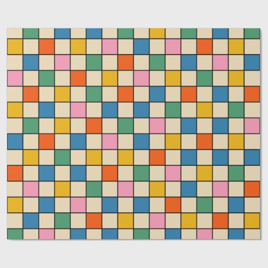 Pop Karo farbenfrohe Retro Modernes Prüfmuster Geschenkpapier (Flach)