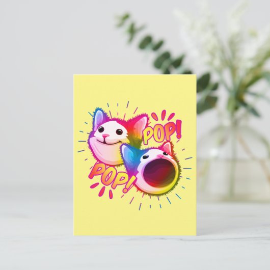 Pop Katzenkätzchen Postkarte (Stehend Vorderseite)