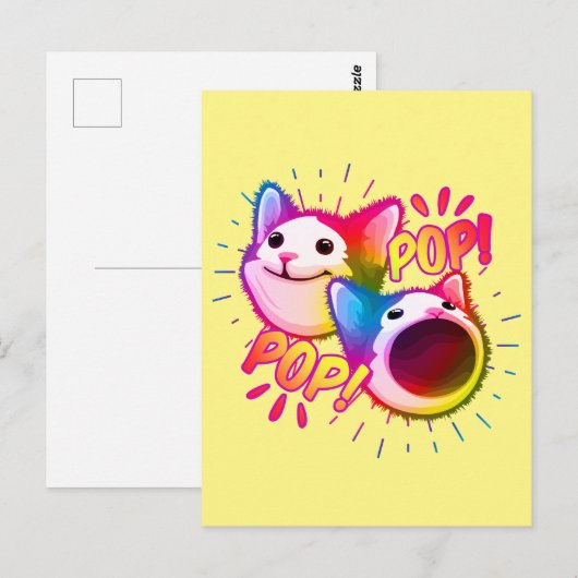 Pop Katzenkätzchen Postkarte (Vorne/Hinten)