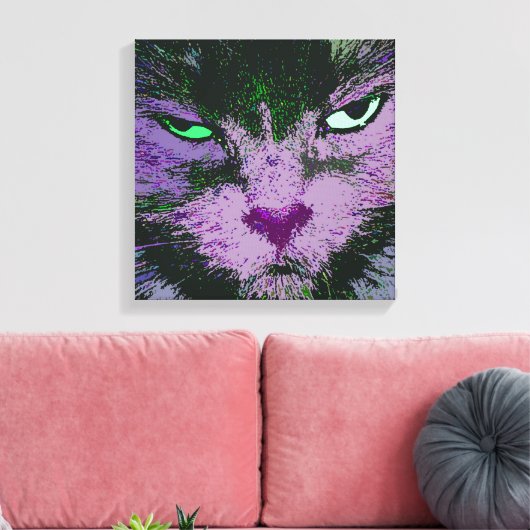 Pop Kitty Pink Wrapped Canvas Print Leinwanddruck (Insitu (Wohnzimmer))