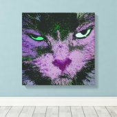 Pop Kitty Pink Wrapped Canvas Print Leinwanddruck (Insitu (Holzboden))