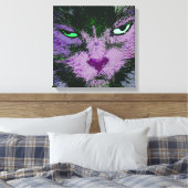 Pop Kitty Pink Wrapped Canvas Print Leinwanddruck (Insitu (Schlafzimmer))
