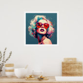 Pop Kultur Lebensgefähre Farben Mädchen mit Brille Poster (Küche)