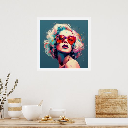 Pop Kultur Lebensgefähre Farben Mädchen mit Brille Poster (Küche)