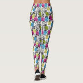Pop-Kunst-Ananas und Palmblätter 2 Leggings (Rückseite)