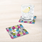 Pop-Kunst-Ananas und Palmblätter 2 Rechteckiger Pappuntersetzer (Vor Ort)