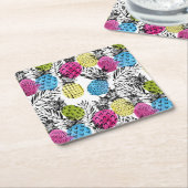 Pop-Kunst-Ananas und Palmblätter 2 Rechteckiger Pappuntersetzer (angewinkelt)