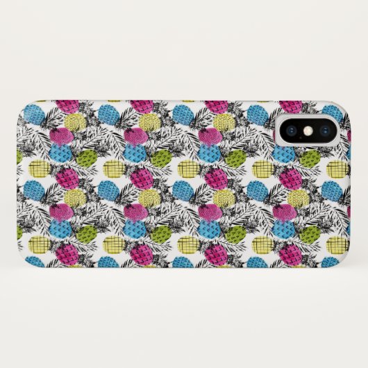 Pop-Kunst-Ananas und Palmblätter Case-Mate iPhone Hülle (Rückseite (Horizontal))