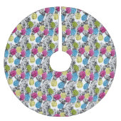 Pop-Kunst-Ananas und Palmblätter Polyester Weihnachtsbaumdecke (Vorderseite)