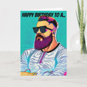 Pop Kunst Aquamariner Hintergrund Bartete Typ Gebu Karte (Vorderseite)