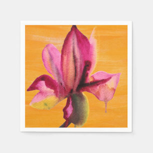 Pop-Kunst-Blume der lila Orchideen-Wasserfarbe Serviette