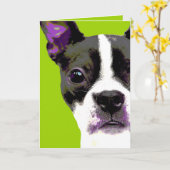 POP Kunst-Boston-Terrier Karte (Gelbe Blume)
