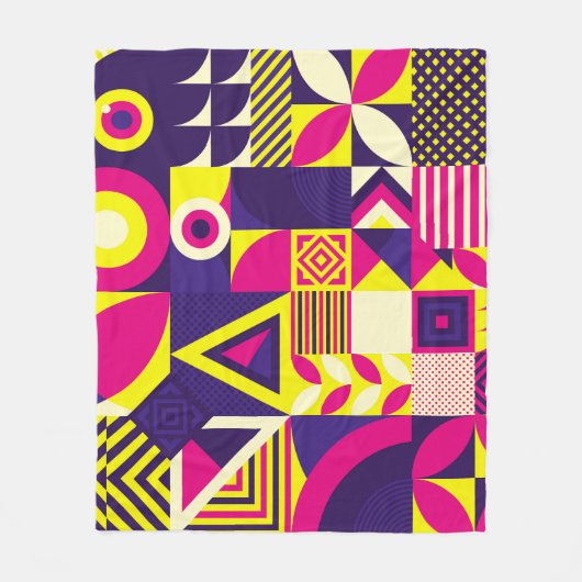 Pop Kunst, bunte geometrische Formen. Fleecedecke (Vorderseite)