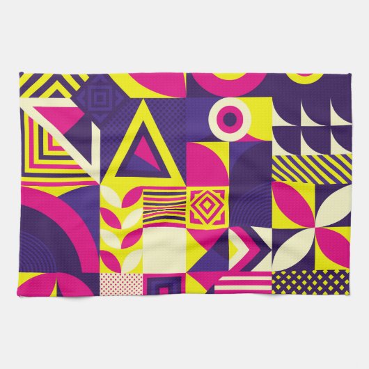 Pop Kunst, bunte geometrische Formen. Geschirrtuch (Horizontal)