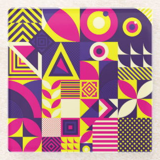 Pop Kunst, bunte geometrische Formen. Glasuntersetzer