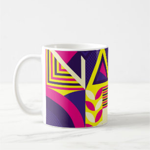 Pop Kunst, bunte geometrische Formen. Kaffeetasse