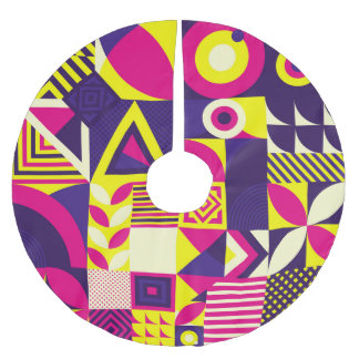 Pop Kunst, bunte geometrische Formen. Polyester Weihnachtsbaumdecke