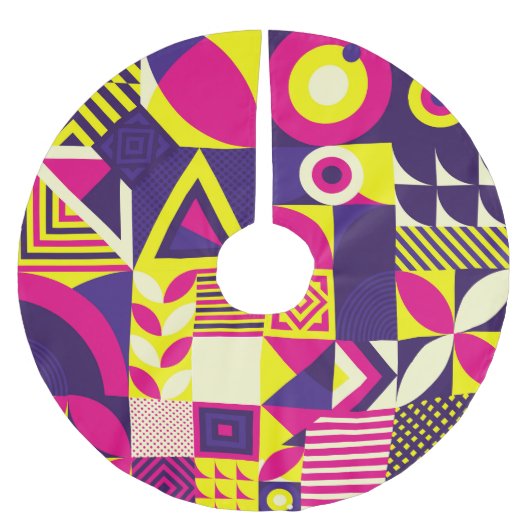 Pop Kunst, bunte geometrische Formen. Polyester Weihnachtsbaumdecke (Vorderseite)