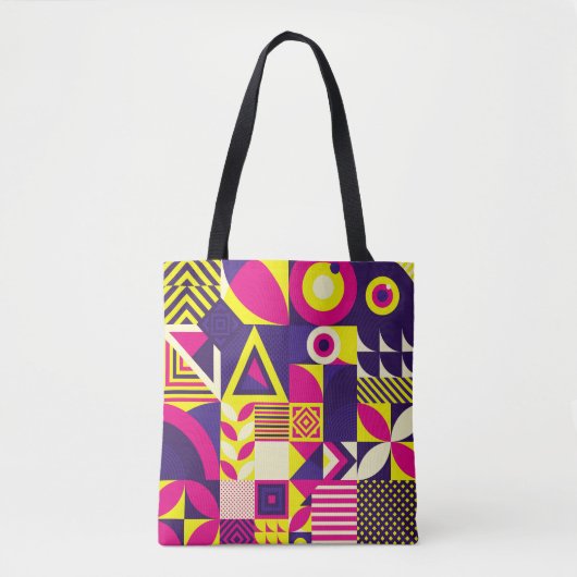 Pop Kunst, bunte geometrische Formen. Tasche (Vorderseite)