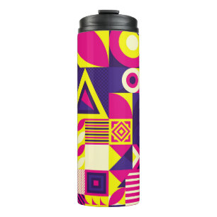 Pop Kunst, bunte geometrische Formen. Thermosbecher