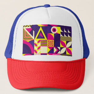 Pop Kunst, bunte geometrische Formen. Truckerkappe