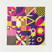 Pop Kunst, bunte geometrische Formen. Wandteppich (Vorderseite (Horizontal))