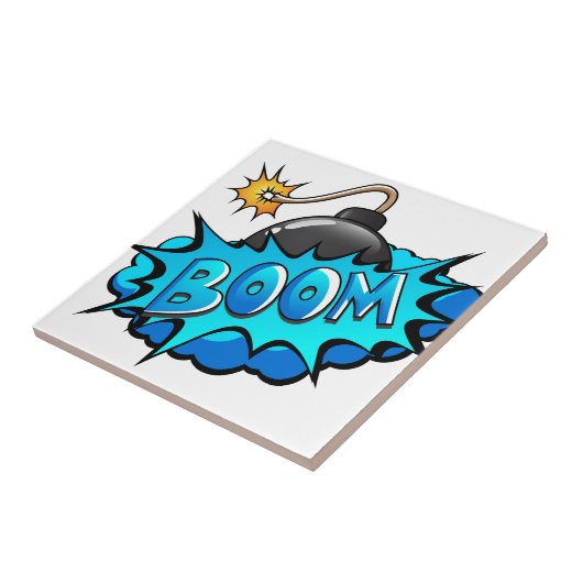 Pop-Kunst-Comic-Art-Bomben-Boom! Fliese (Seite)