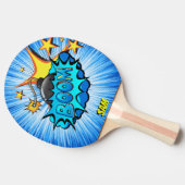 Pop-Kunst-Comic-Art-Boom! Personalisiert Tischtennis Schläger (Seitenansicht)