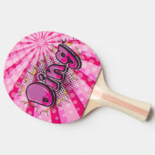 Pop-Kunst-Comic-Art-Rosa-Klingeln-Held Tischtennis Schläger (Seitenansicht)