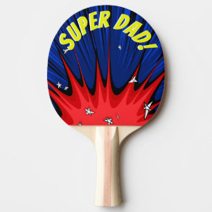 Pop-Kunst-Comic-Art-SuperVater personalisiert Tischtennis Schläger