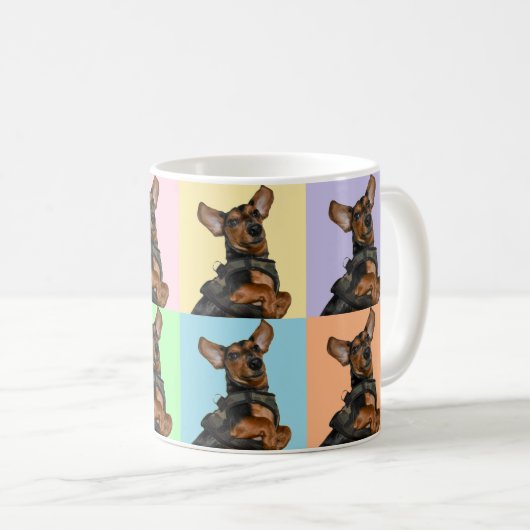 Pop-Kunst-Dackel Kaffeetasse (VorderseiteRechts)